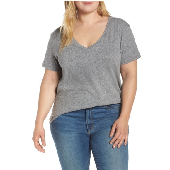BP Plus Size Grey V-Neck Tee Shirt 2X - Picture 1 of 8
